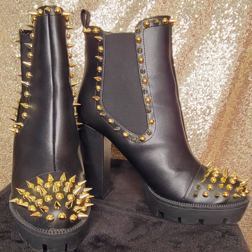 Black studded booties